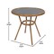 Merrick Lane Mael Bistro Style Table with Tempered Glass Top, Textilene, and Bamboo Finished Metal Frame for Indoor/Outdoor Use